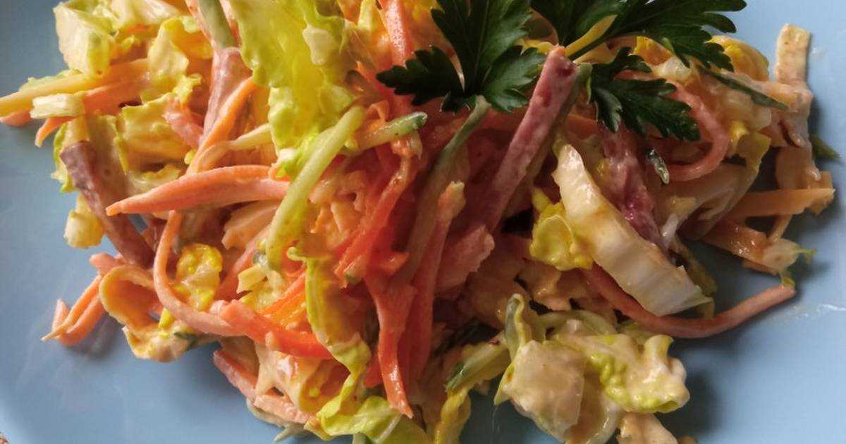 Салат из пекинской капусты с копченой колбасой и зеленым горошком за 5 минут | народные знания от кравченко анатолия