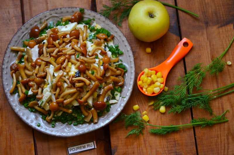 Салат с маринованными опятами — 8 рецептов приготовления