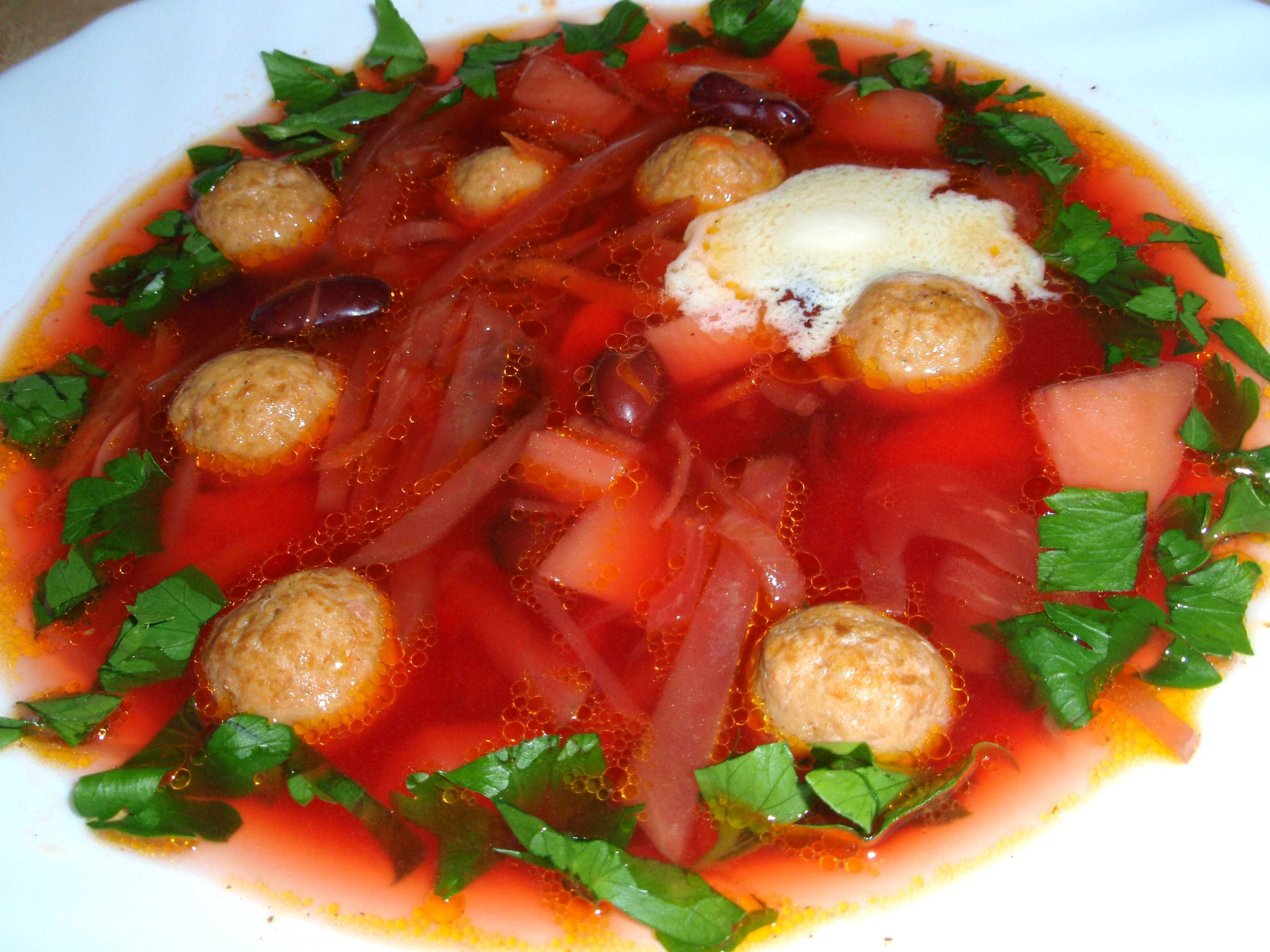 Красный борщ с фрикадельками пошаговый рецепт с фото