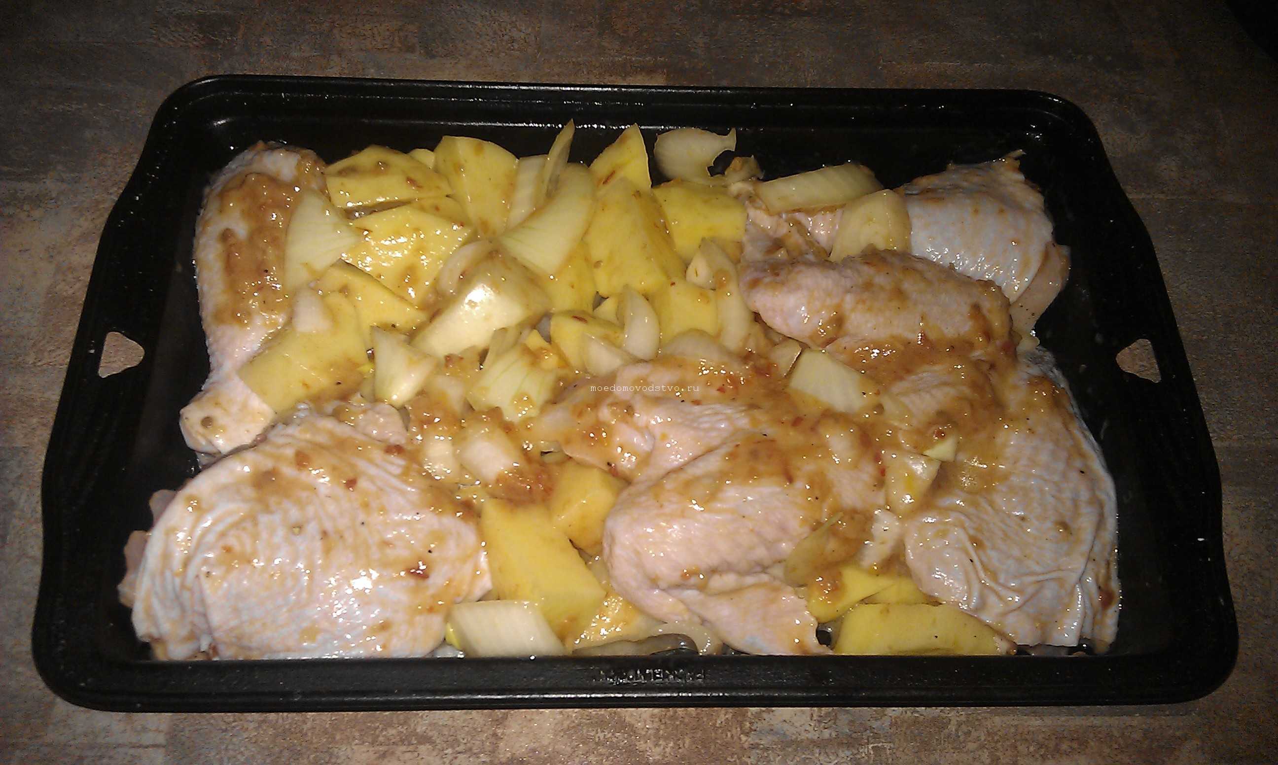 Курица с картошкой в рукаве с картошкой в духовке рецепт с фото