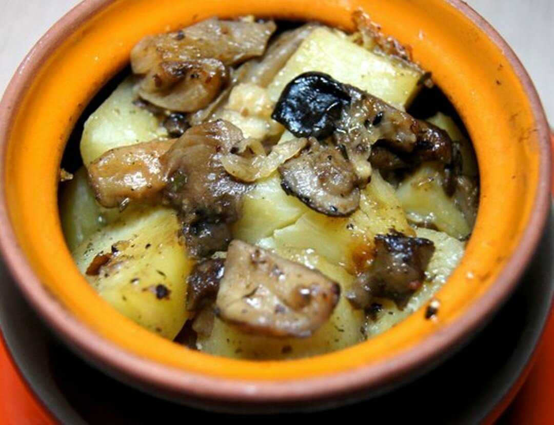 Горшочки в духовке с мясом и картошкой и грибами рецепт с фото