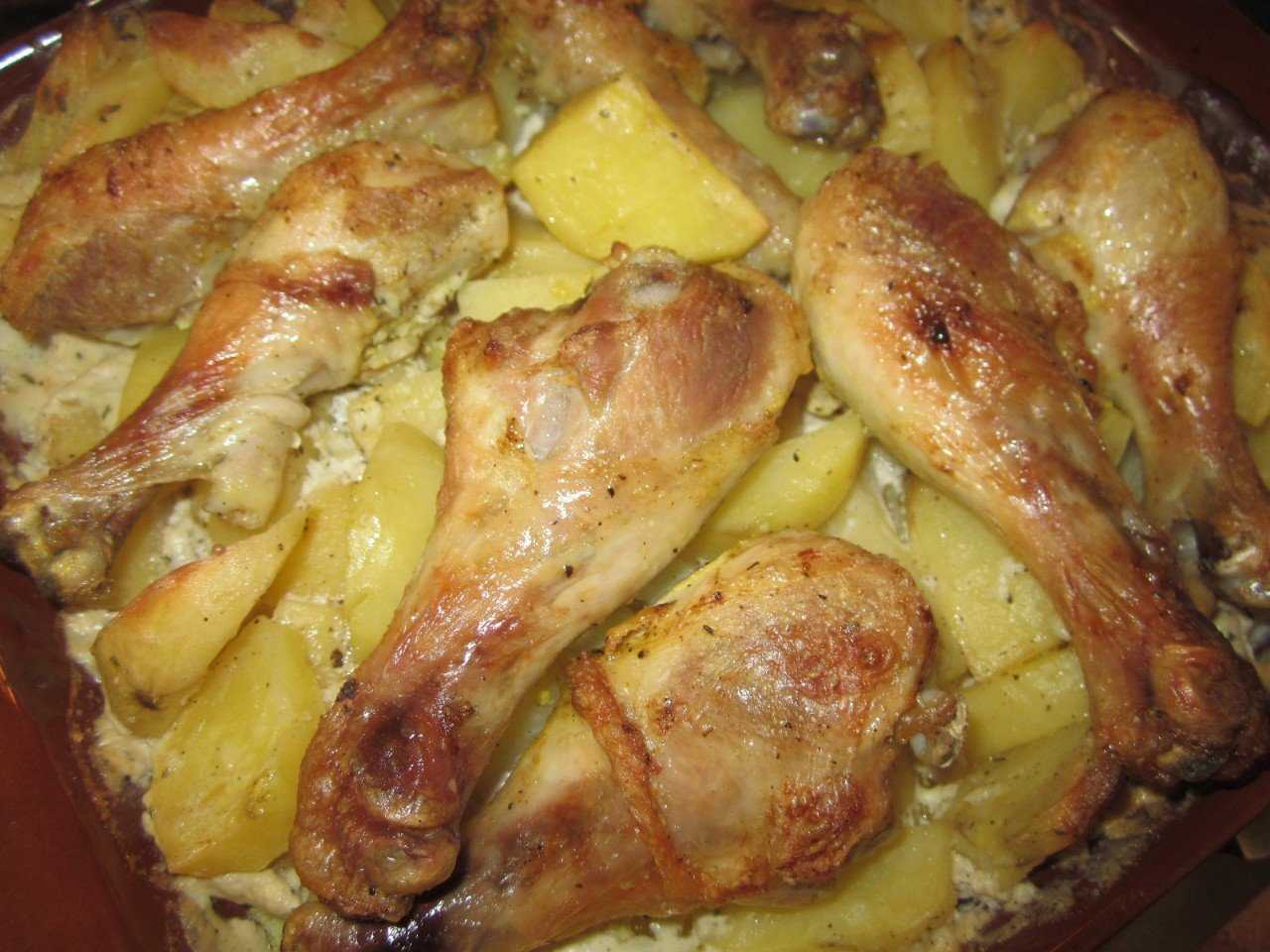 Курица с картошкой в духовке с майонезом