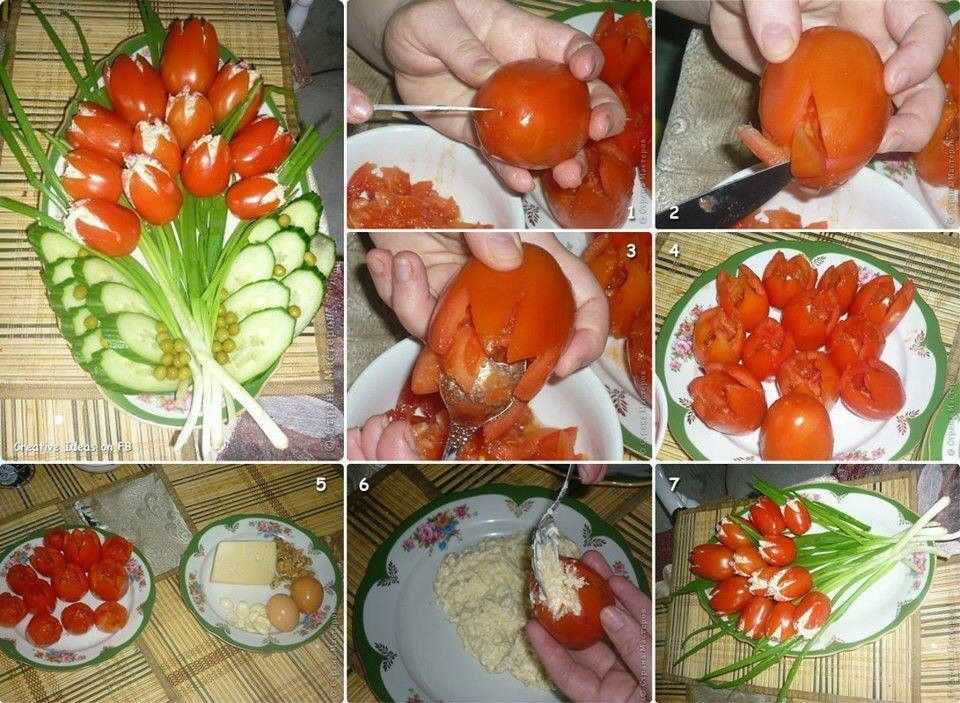 Как сделать тюльпаны из помидоров