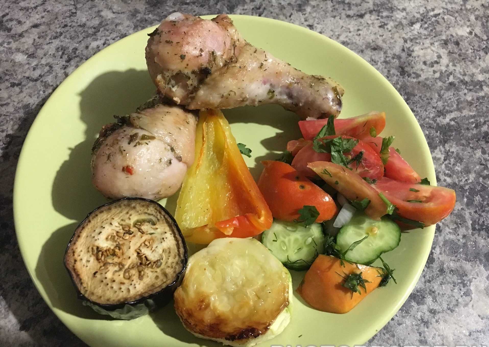 Овощи в духовке с курицей рецепт с фото в
